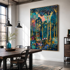 Enchanted Gilded Forest – Colorful Botanical Wall Art