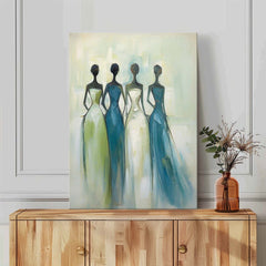 Contemporary Gallery Wall Art Modern Blue Minimal Abstract Painting Figure Neutral Wall Decor Line